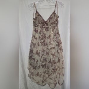 Refuge Butterfly Print Blouse in Cream and Brown
